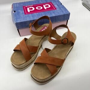 Pop Cicci Women Shoes Ankle Strap Casual Wedge Sandle Brown Size 11M